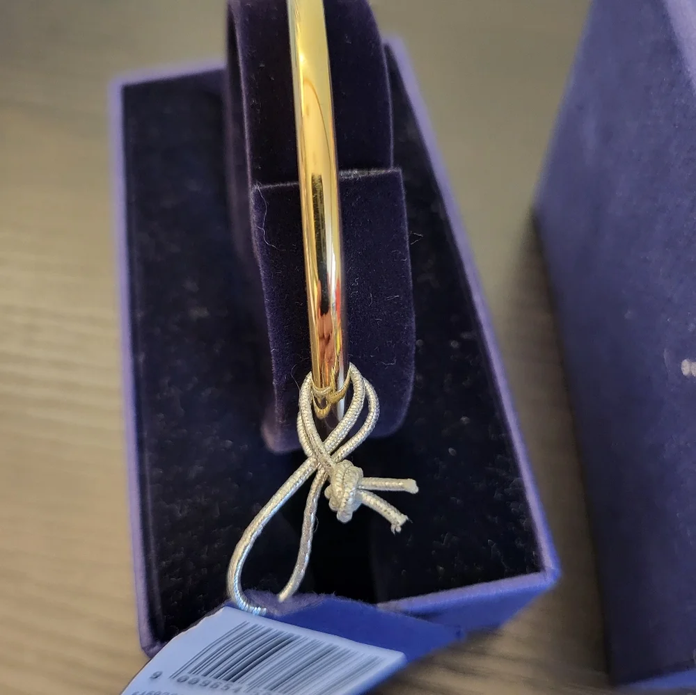 Swarovski Crystal  Bangle Bracelet White - Gold Plating New In Original Box - Picture 2 of 14